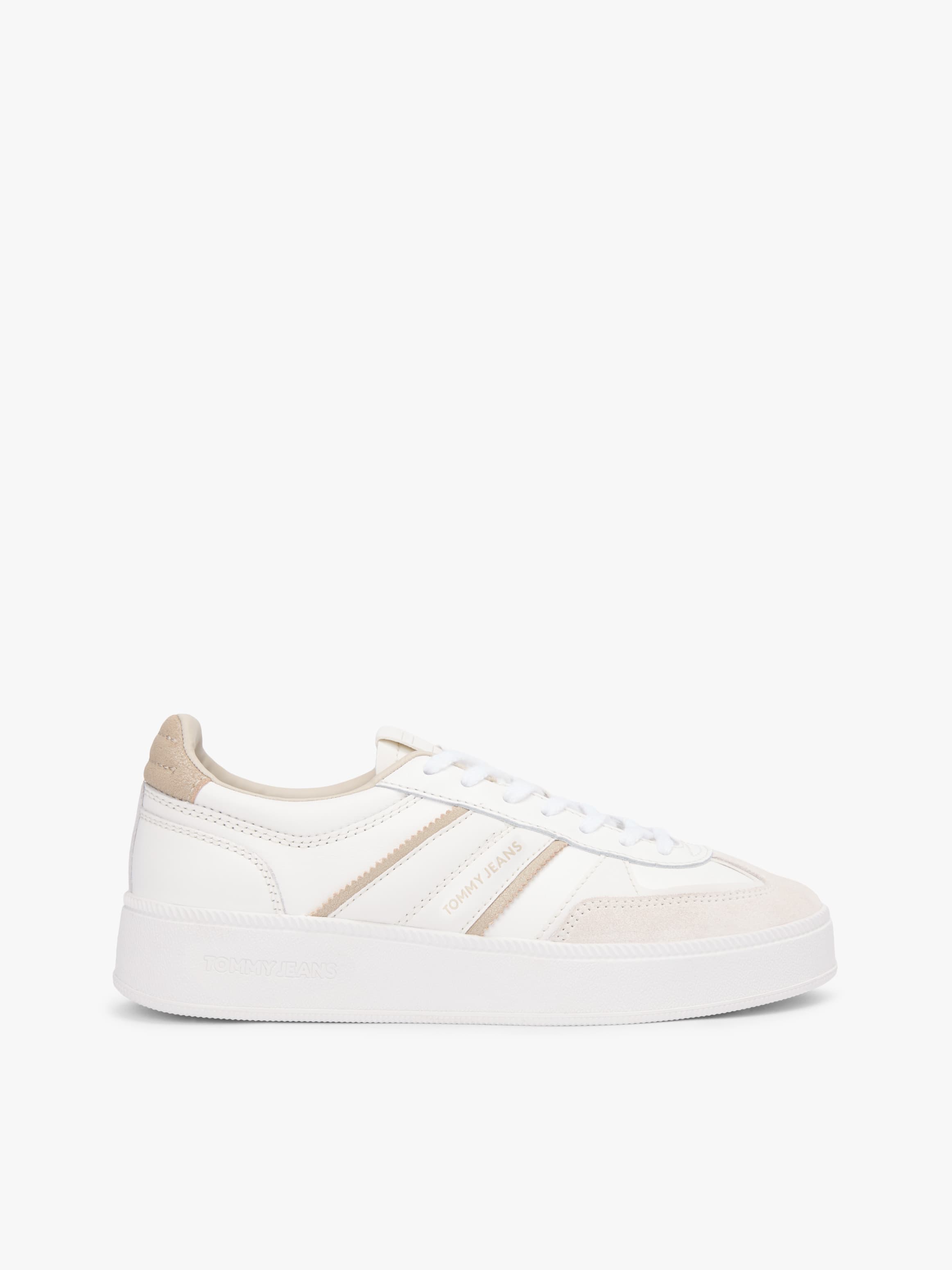 The Greenwich Leather Mixed Texture Platform Trainers