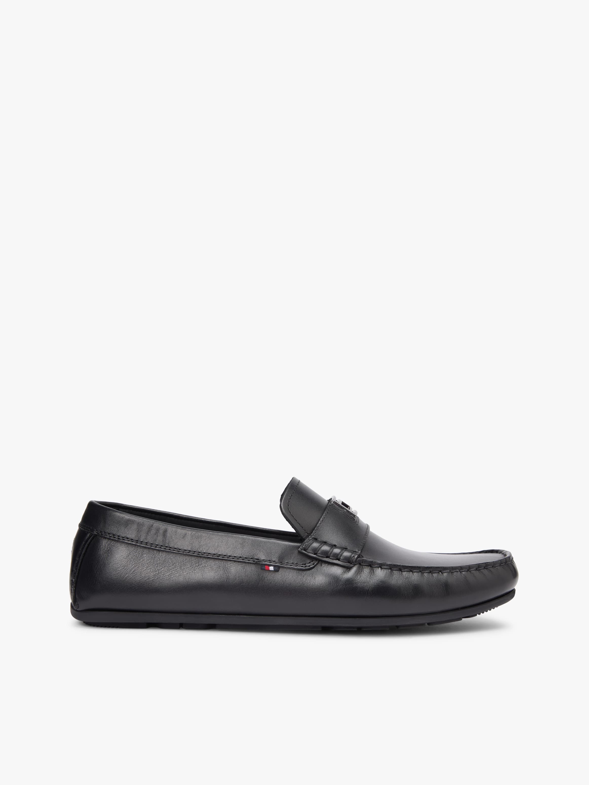 Flag Plaque Leather Driver Shoes