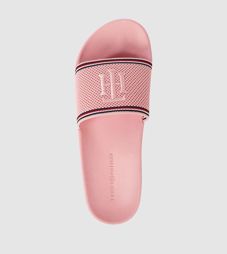 Knitted Monogram Pool Slides
