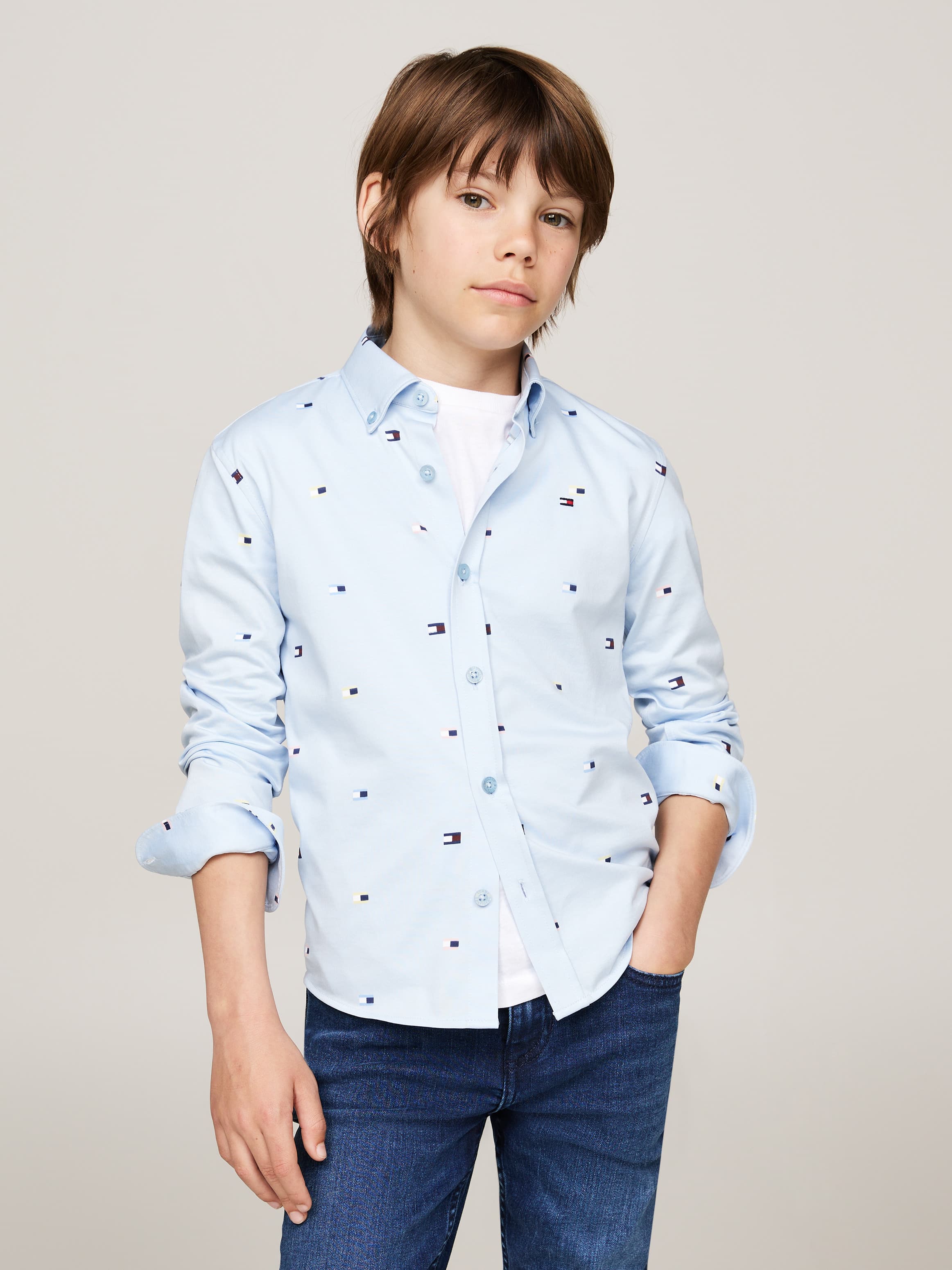 Flag Print Long Sleeves Shirt