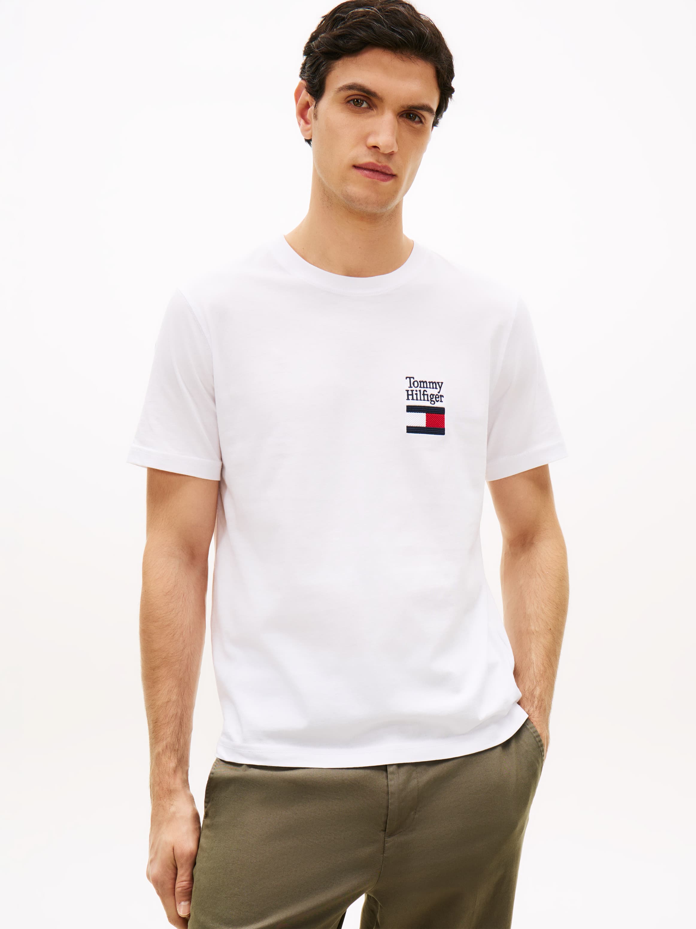 Logo Embroidery Jersey Crew Neck T-Shirt