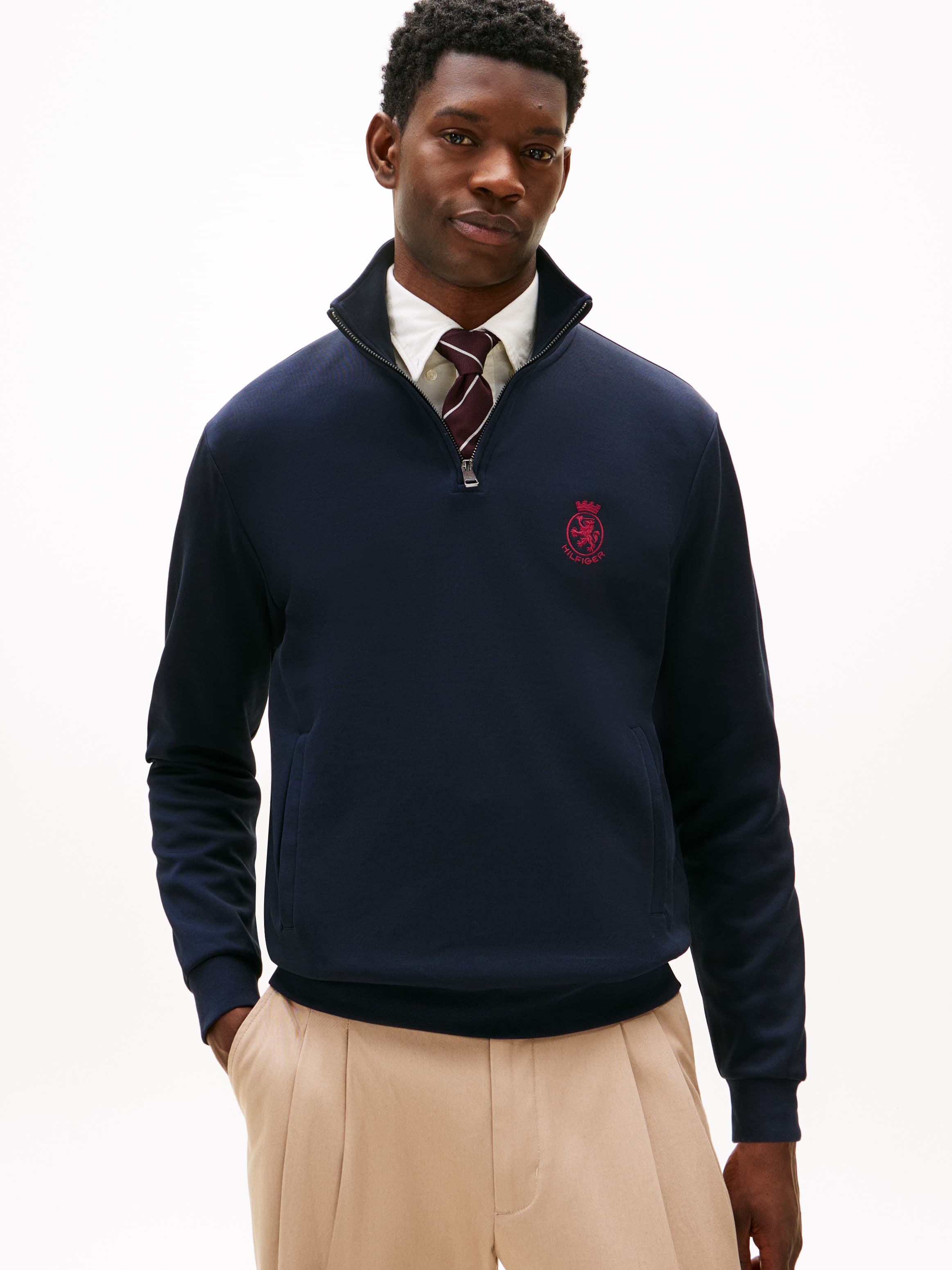 TH Crest Embroidery Quarter-Zip Jumper
