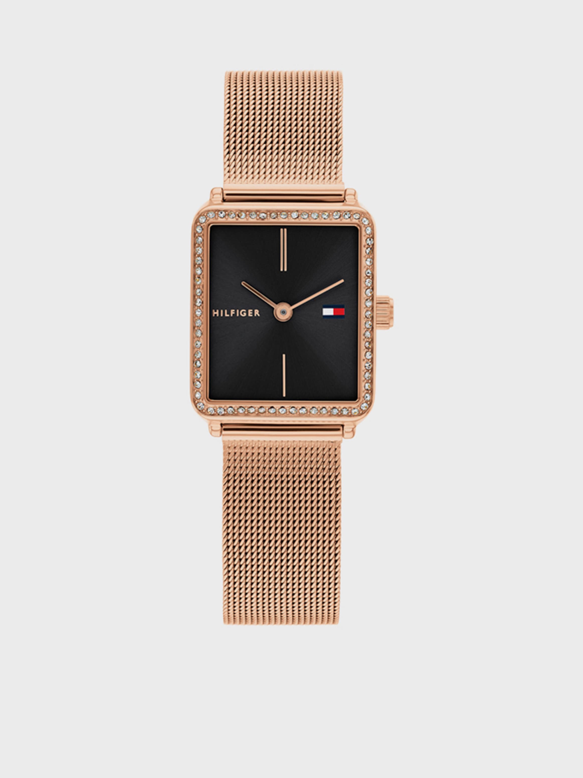 Teata Crystal Bezel Black Dial Analog Watch