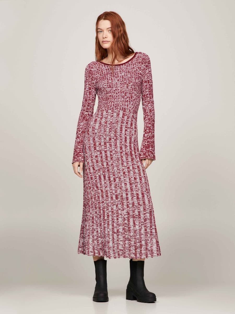 Marl Rib Knit Fitted Dress