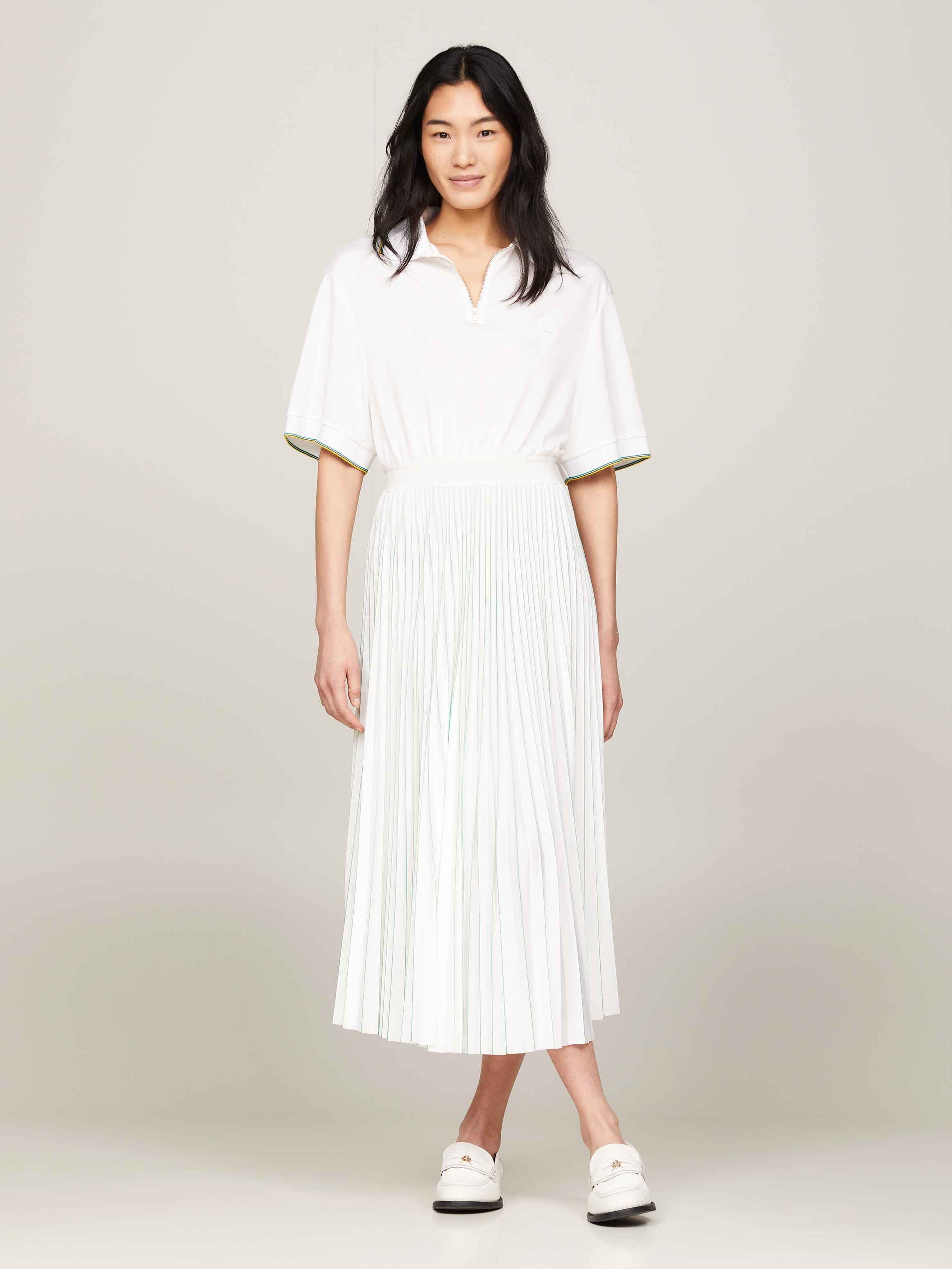 Crest Pleated Relaxed Polo Dress