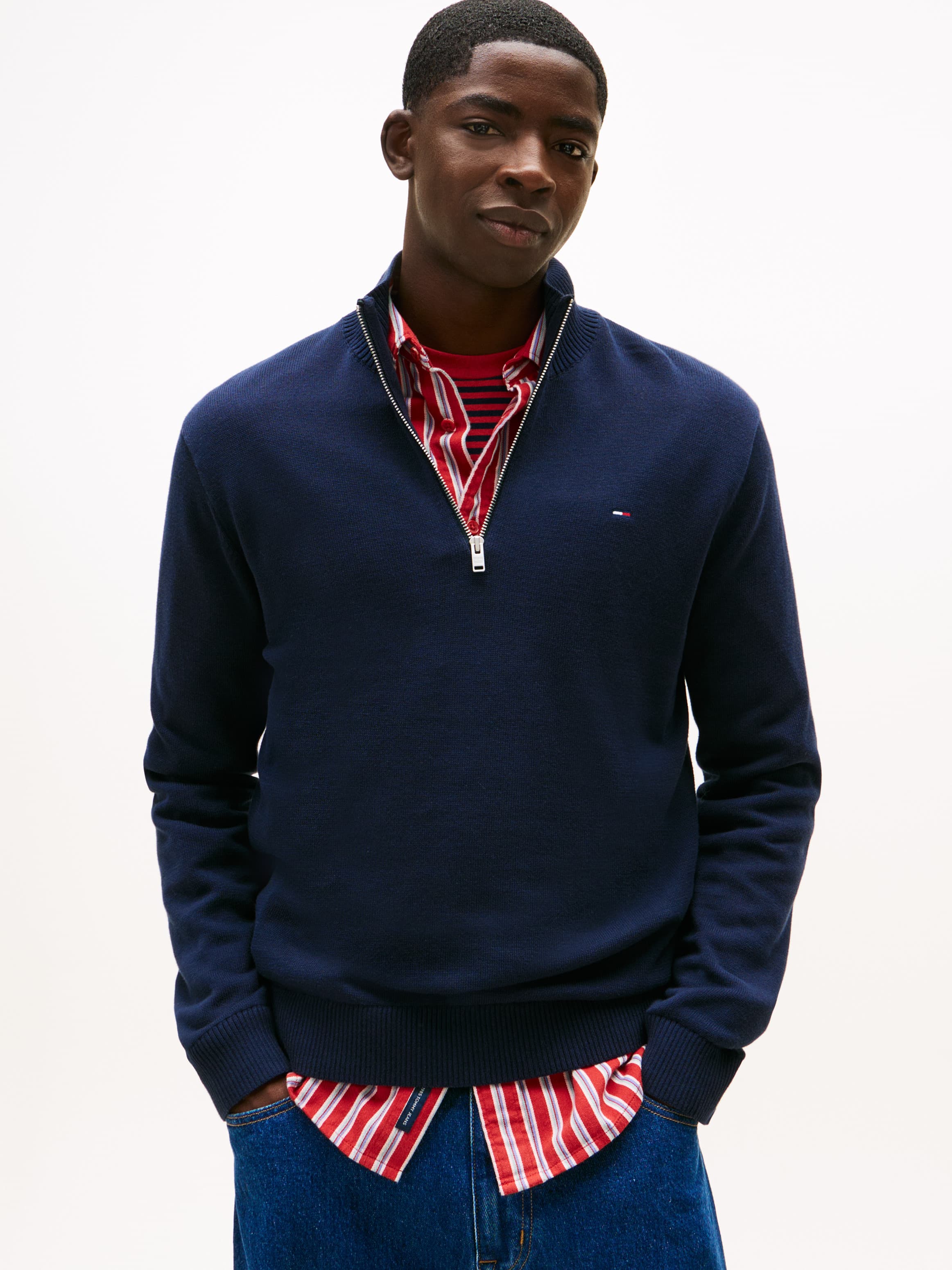 Tommy Flag Quarter-Zip Slim Jumper