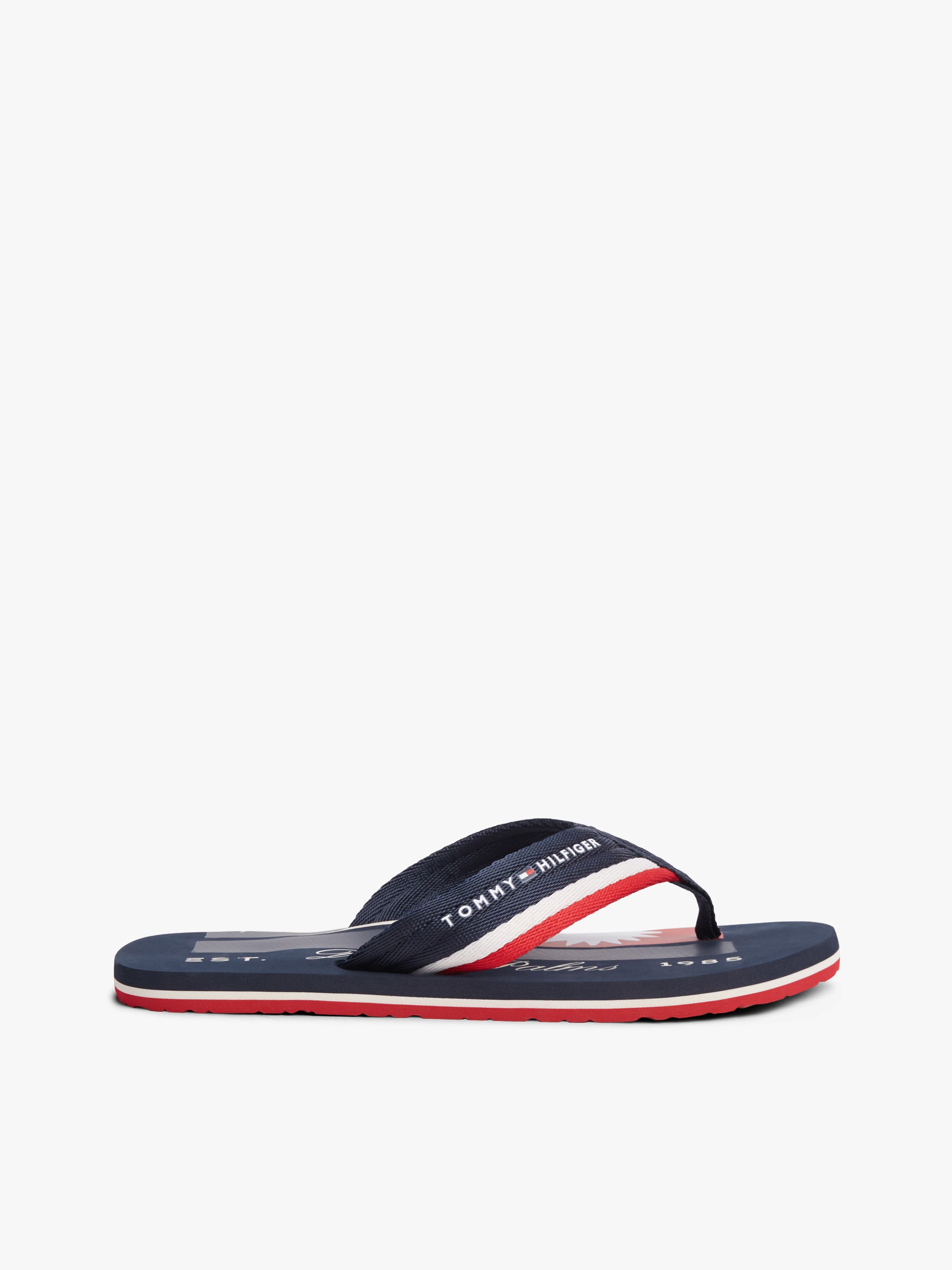 Stripe Webbing Strap Flip-Flops