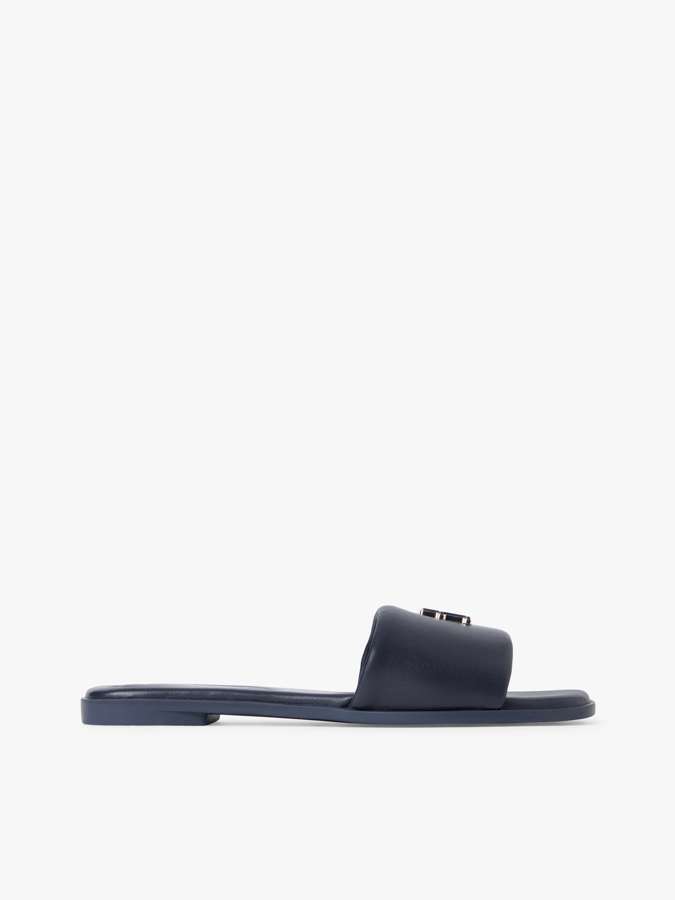 Leather TH Monogram Strap Mules
