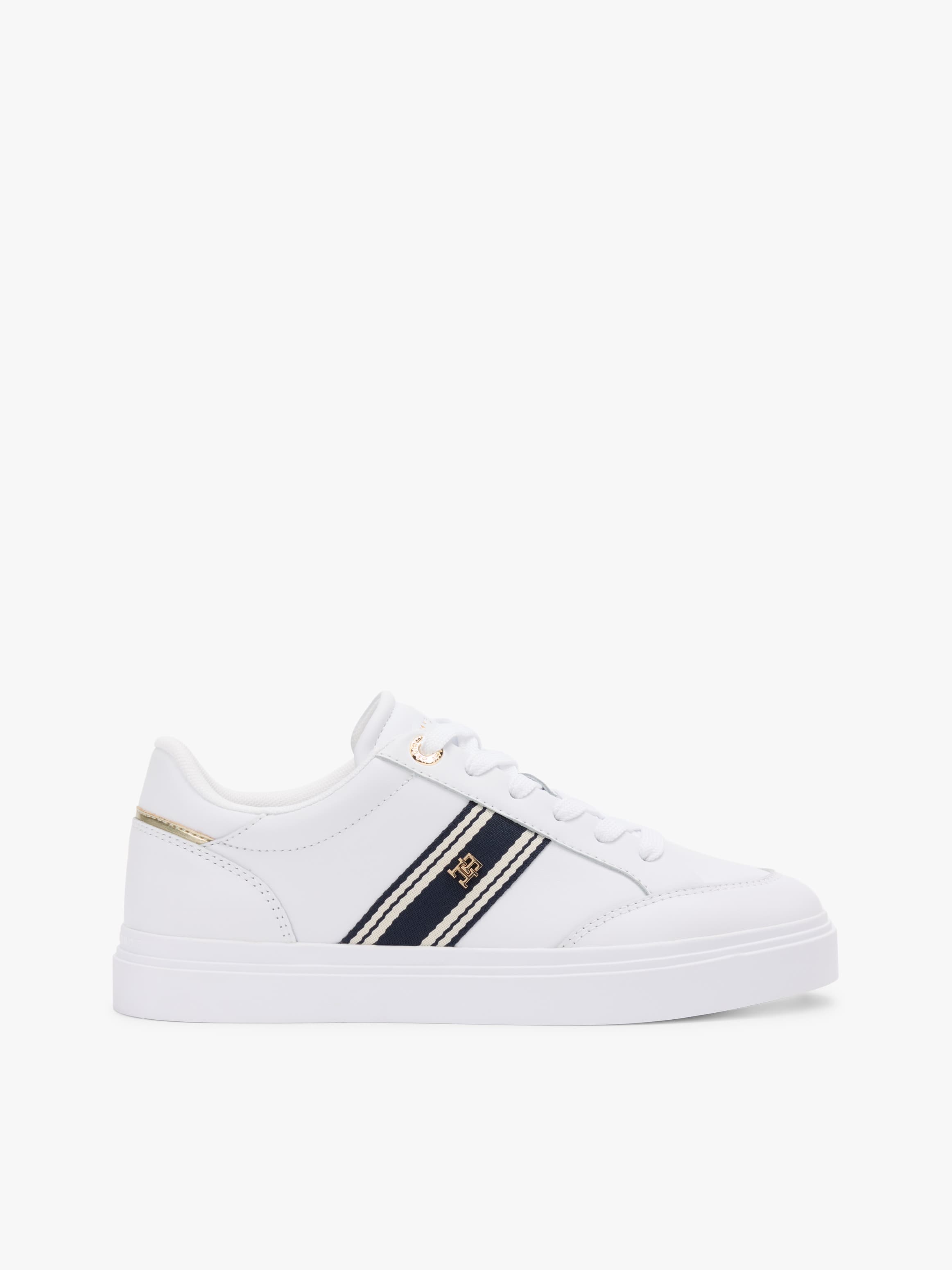 Leather Webbing Strap Cupsole Trainers