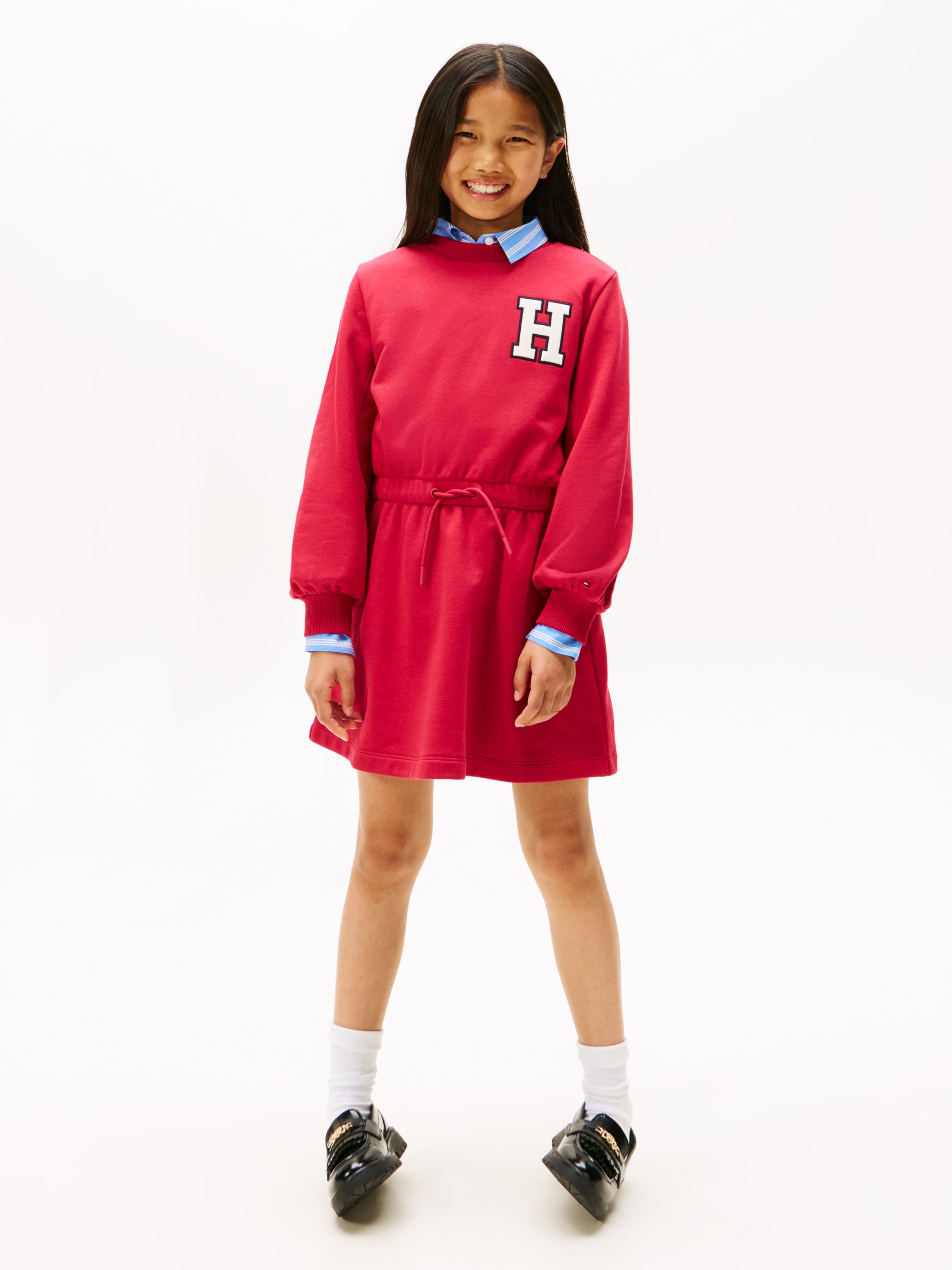 Varsity Back Logo Appliqué Sweatshirt Dress