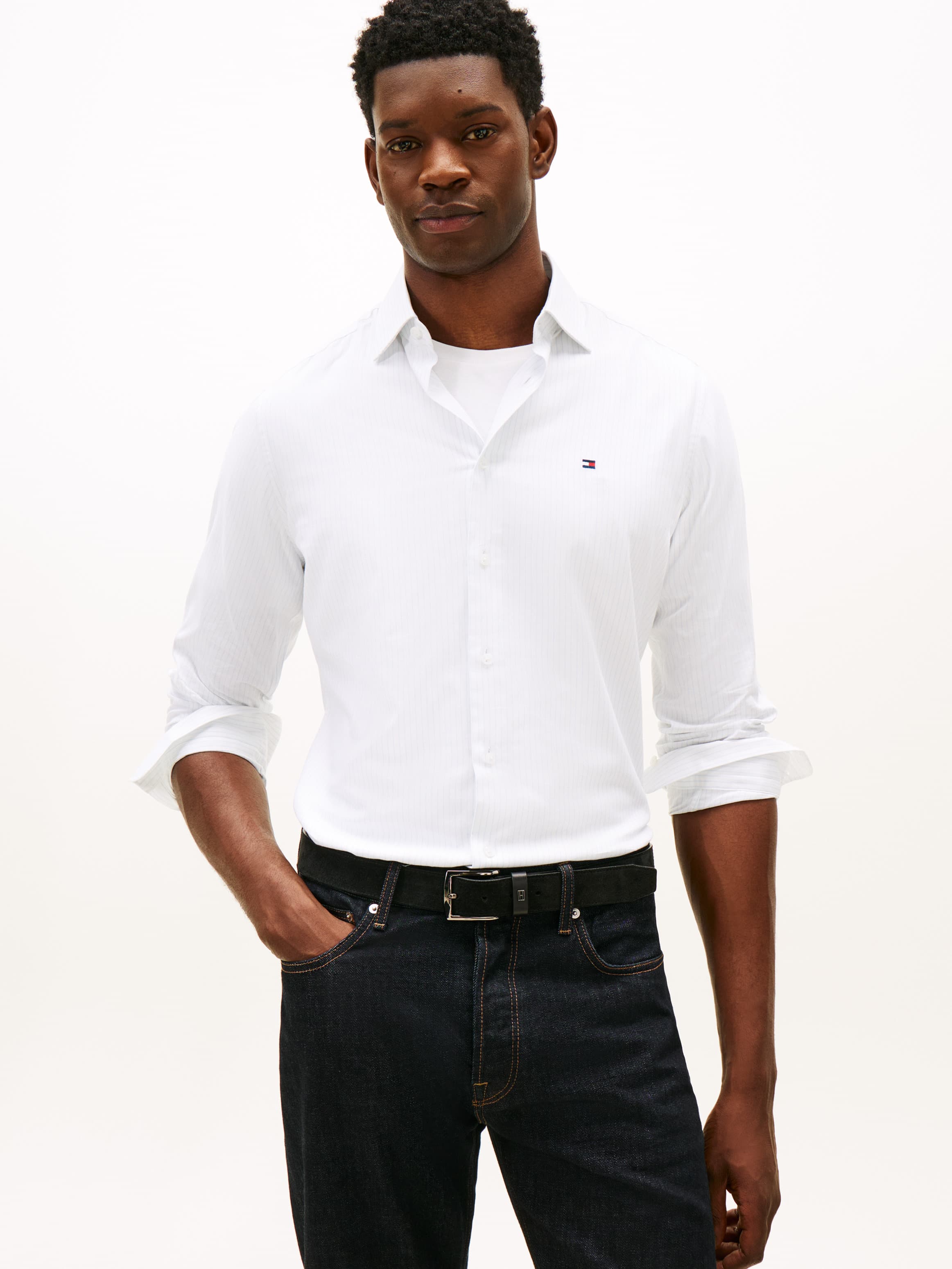 Twill Pinstripe Long Sleeve Shirt