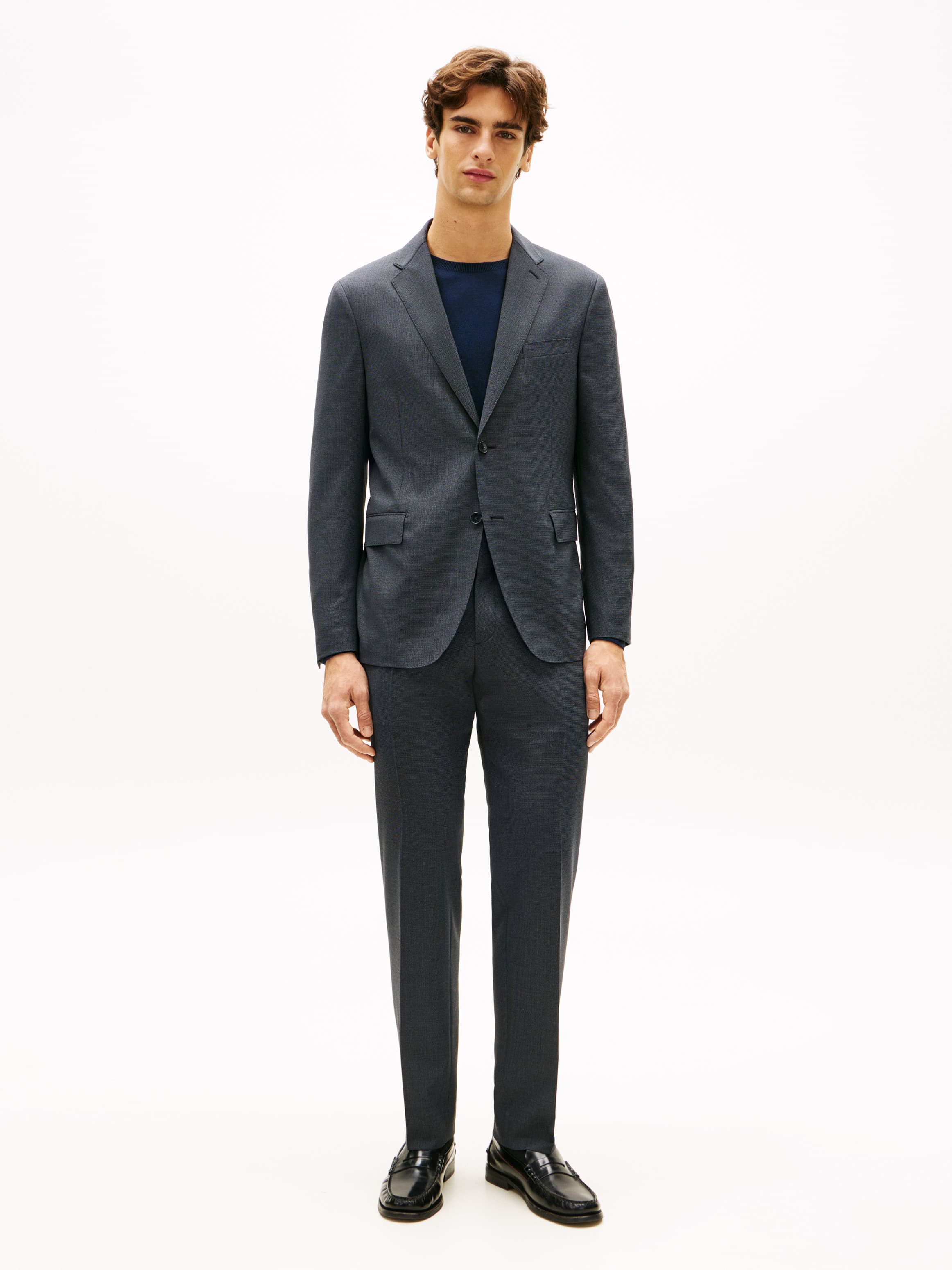 Textured Wool Blend Suit