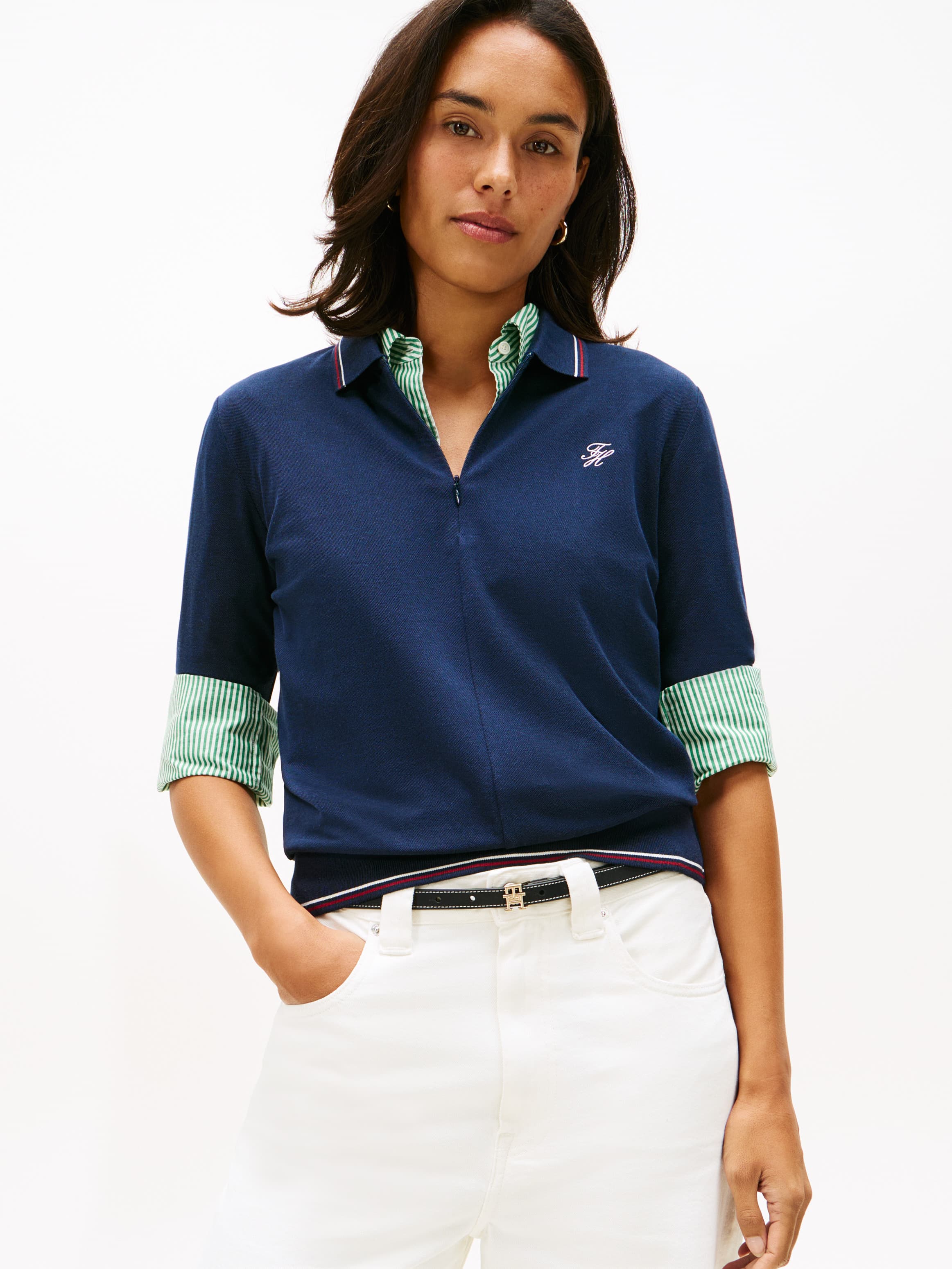 Regular Fit Pique Zip Polo T-Shirt