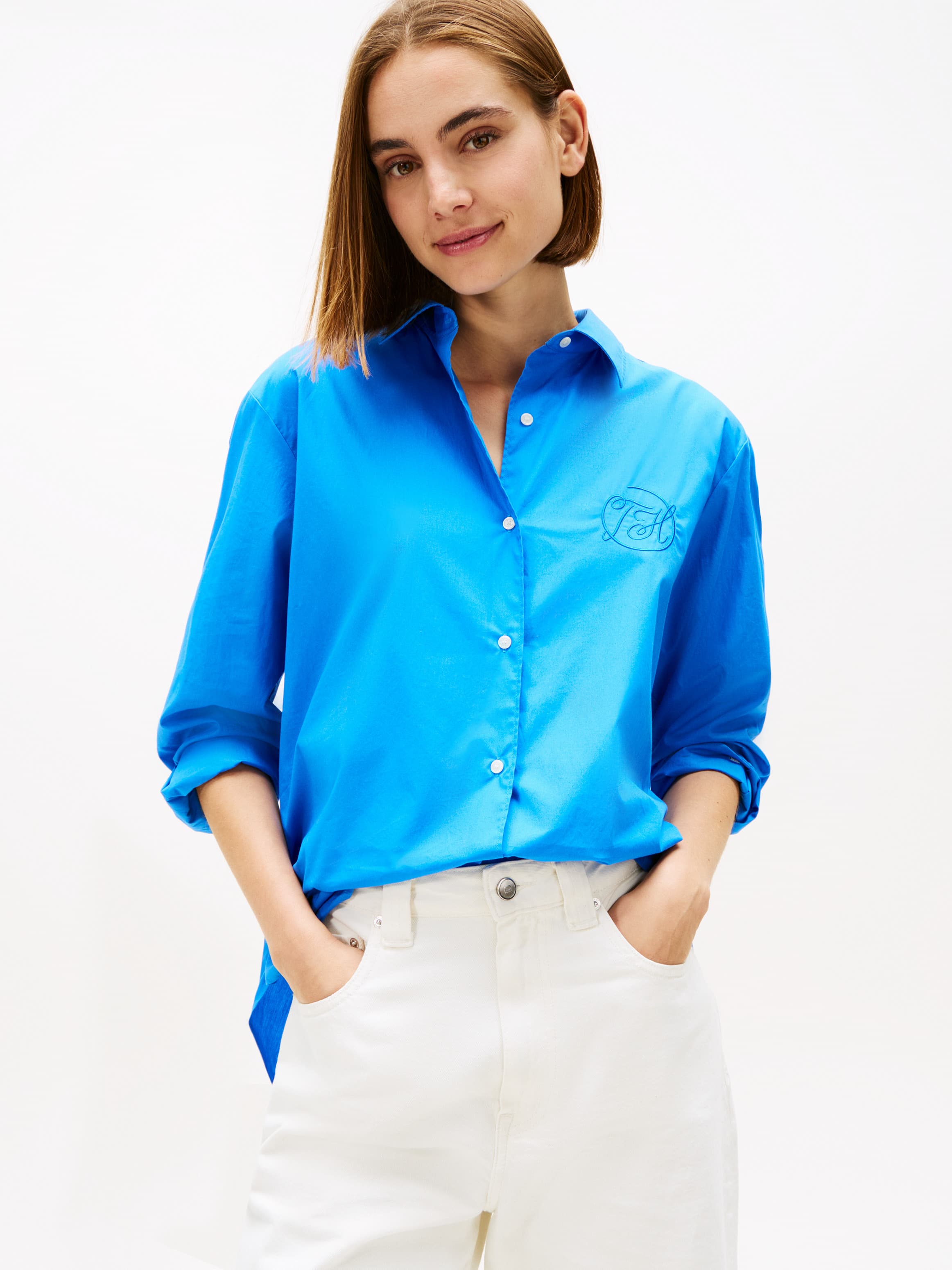 Oversized Fit Logo Embroidery Shirt