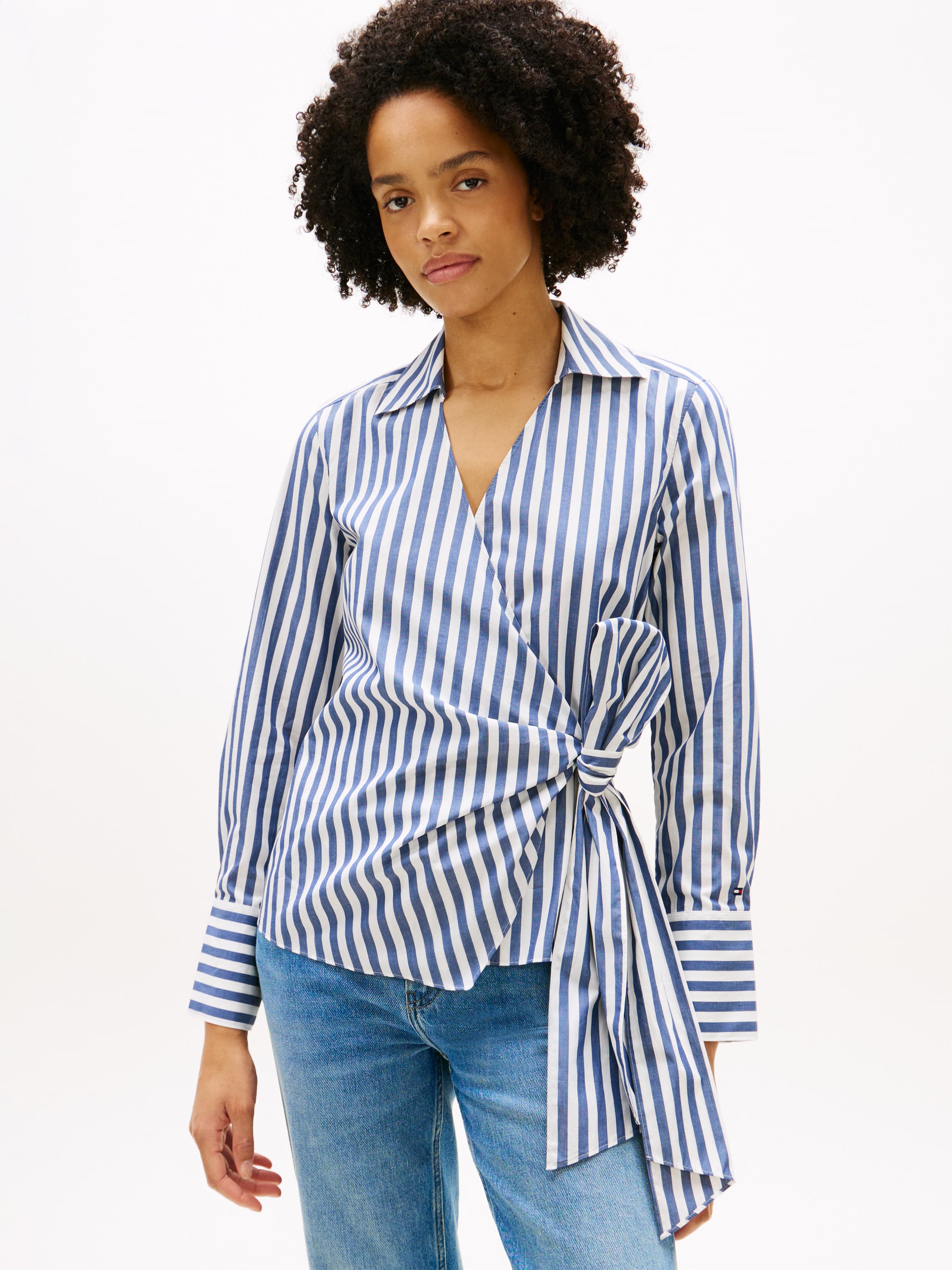 Slim Fit Wrap Knot Poplin Shirt